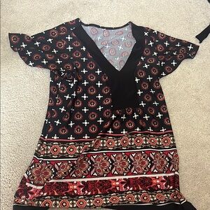 Bohemian Floral Dress - Black and Red